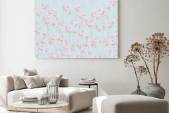 Obraz: Delikatne maki na niebieskim tle