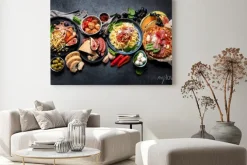 Obraz: Dinner table of italian meals dishes.