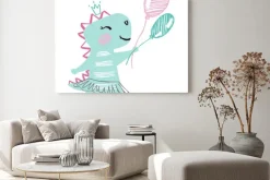 Obraz: Dinosaur baby girl cute print. sweet dino with balloon, ballet