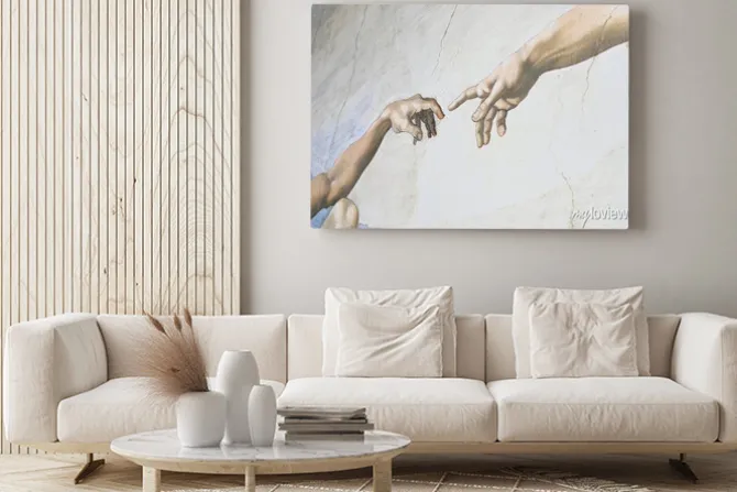 Obraz: Dłonie z fresku michała anioła stworzenie adama