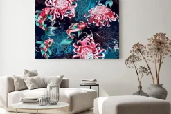 Obraz: Drukuj do projektowania tkanin z ryb i kwiatów