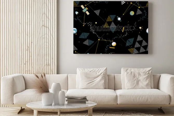 Obraz: Dziecko bezszwowy wzór - przestrzeń, statki kosmiczni i planety