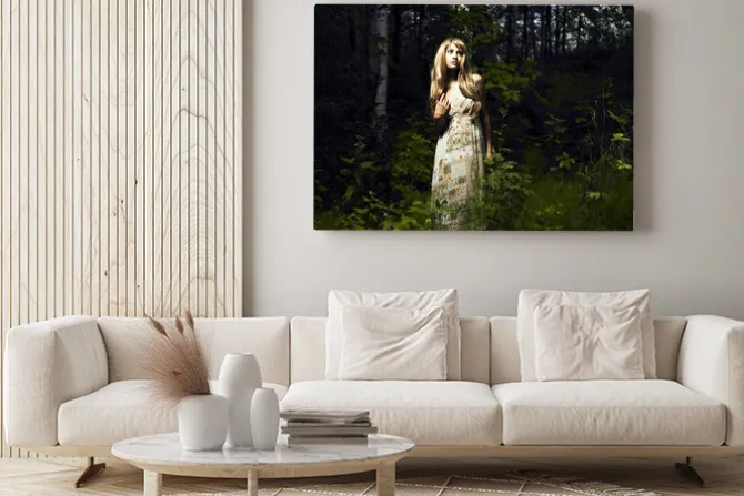 Obraz: Dziewczyna w lesie bajki