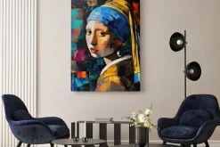 Obraz: Dziewczyna z perłą w abstrakcyjnej koncepcji