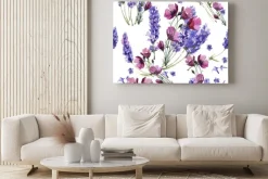 Obraz: Dziki kwiat lawendy wzór w stylu akwarela izolowane.