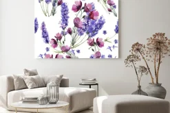 Obraz: Dziki kwiat lawendy wzór w stylu akwarela izolowane.