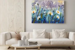 Obraz: Dzikie kwiaty na niebieskim tle pola