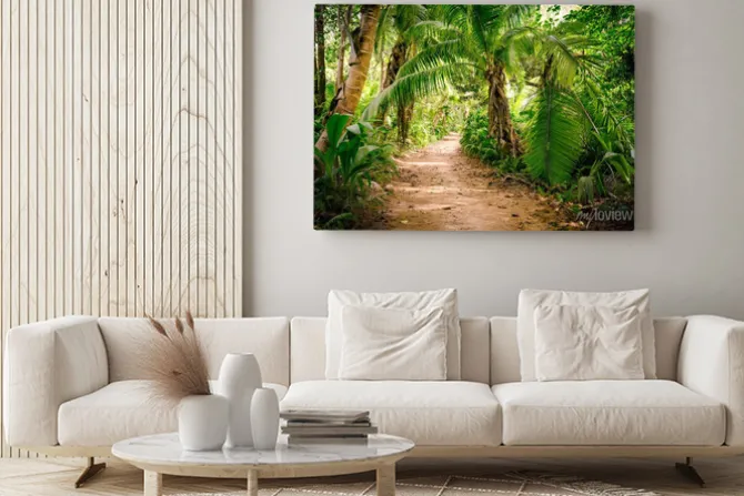 Obraz: Egzotyczna tropikalna ścieżka wśród palm