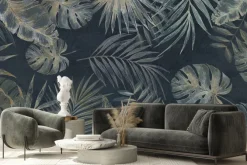 Obraz: Egzotyczne liście z monsterami i palmami