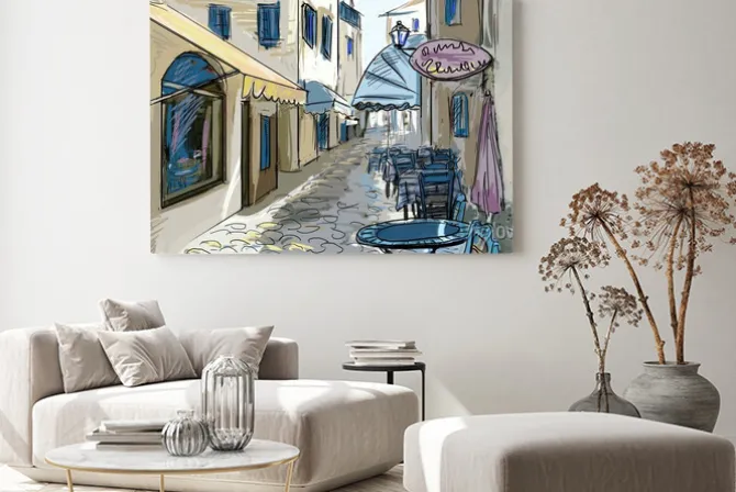 Obraz: Fasady starych domów w mieście