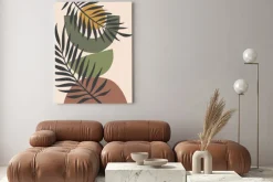 Obraz: Figury geometryczne i liście w stylu boho