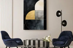 Obraz: Figury geometryczne w stylu akwareli na ciemnym tle