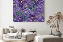 Obraz: Floral seamless pattern with hand-painted iris flowers and delicately