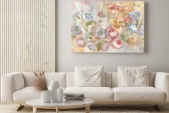 Obraz: Flower illustration painting on a concrete grunge wall. loft,