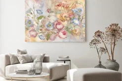 Obraz: Flower illustration painting on a concrete grunge wall. loft,