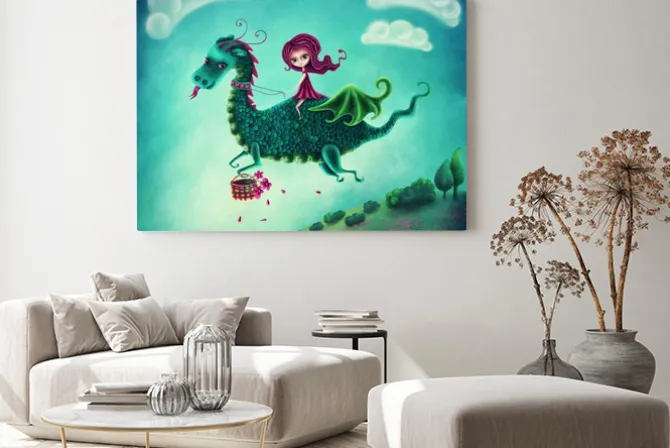 Obraz: Flying dragon and a girl