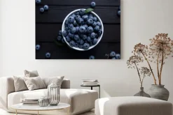 Obraz: Fresh blueberry background, blueberries with space for text.