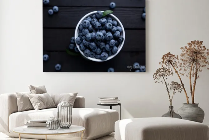 Obraz: Fresh blueberry background, blueberries with space for text.