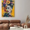 Obraz: Frida kahlo wśród kwiatów abstrakcyjny portret kobiety