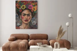 Obraz: Frida kahlo z kwiatową koroną portret artystyczny