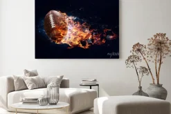 Obraz: Futbolowa piłka w płomieniach