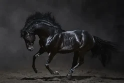 Obraz: Galopujący czarny koń