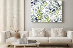 Obraz: Gałązki oliwne z owocami malowane akwarelą