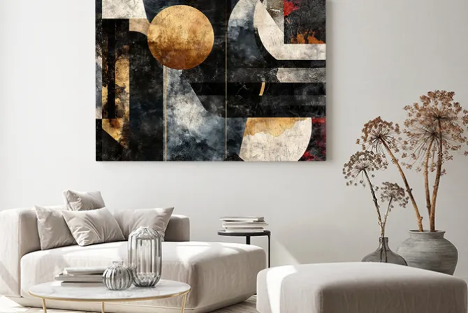 Obraz: Geometryczna abstrakcja w stylu grunge