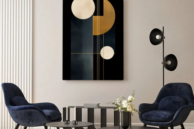 Obraz: Geometryczne figury w nowoczesnej abstrakcji