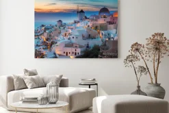 Obraz: Grecka wyspa santorini wieczorową porą