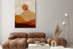 Obraz: Górski krajobraz o zachodzie słońca styl boho