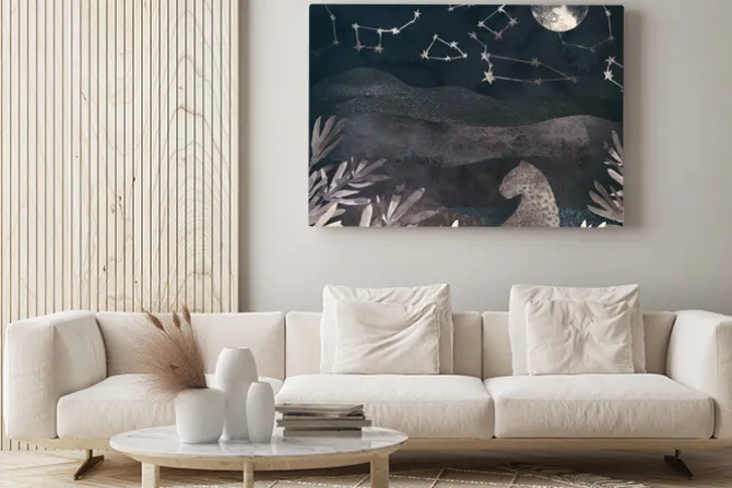 Obraz: Górski nocny krajobraz z lampartem