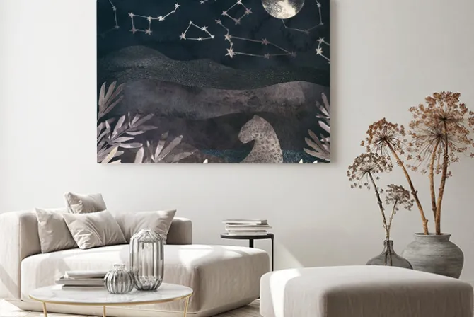 Obraz: Górski nocny krajobraz z lampartem