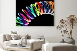 Obraz: Grzywny 3d obraz metalowej sprężyny tle tęczy