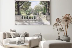 Obraz: Hand drawn watercolor sketch with landscape and fountain. the