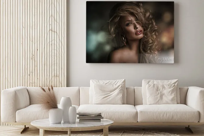 Obraz: Idealna kobieta twarz z ciemnym tle