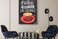 Obraz: Ilustracja z kawą i napisem