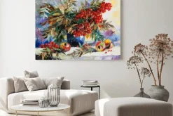 Obraz: Jarzębina z jabłkami na martwej naturze