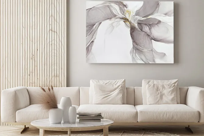 Obraz: Jasne tło z szaro-złotym tuszem