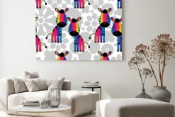 Obraz: Jednolite wzór z zabawnymi zebry tęczy