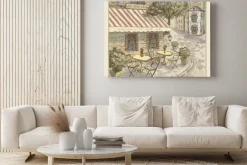 Obraz: Kawiarnia na kolorowym rysunku