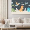 Obraz: Kid nursery mural wallpaper with sleeping dinosaurs, nights and