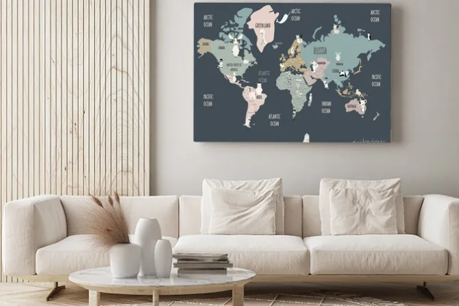 Obraz: Kids nursery world map for wallpaper printing of philipsburg
