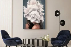 Obraz: Kobieta z kwiatami na głowie abstrakcyjny portret