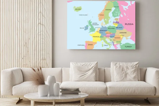 Obraz: Kolorowa mapa polityczna europy