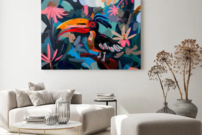 Obraz: Kolorowy abstrakcyjny tukan