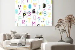 Obraz: Kolorowy alfabet wzór z numerami i interpunkcja geometrycznych