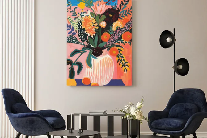 Obraz: Kolorowy bukiet kwiatów w wazonie