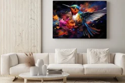 Obraz: Kolorowy ptak koliber na czarnym tle