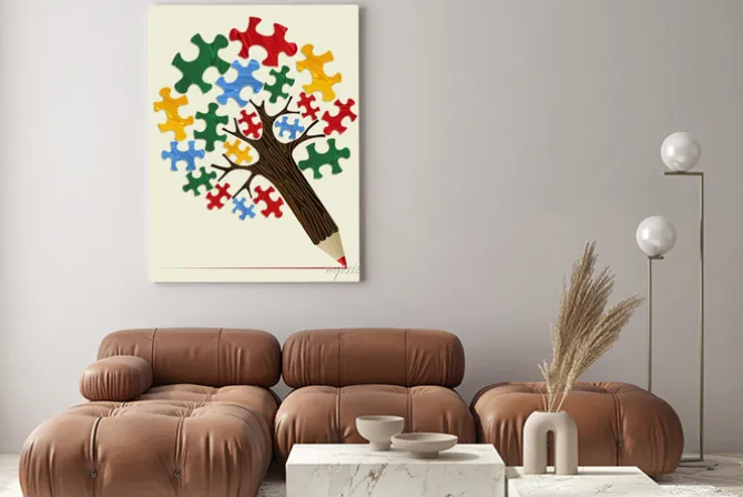 Obraz: Koncepcji strategicznej układanki ołówek drzewo